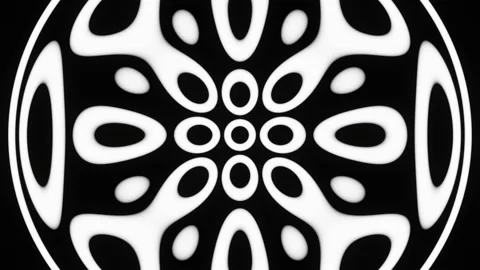Abstract psychedelic animation of lines and shapes in black and white Stock Footage 203922425