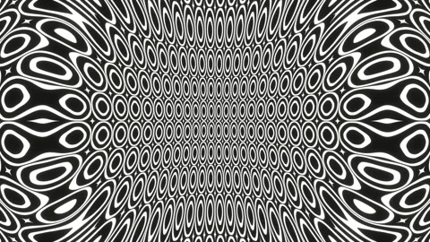 Abstract psychedelic animation of lines and shapes in black and white Stock Footage 203922475