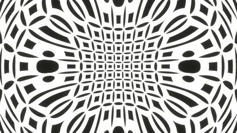 Abstract psychedelic animation of lines and shapes in black and white Stock Footage 203922476