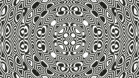 Abstract psychedelic animation of lines and shapes in black and white Stock Footage 204035543