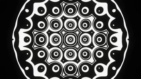 Abstract psychedelic animation of lines and shapes in black and white Stock Footage 204788767