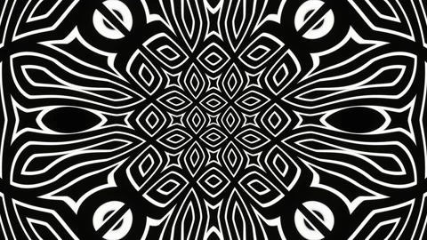 Abstract psychedelic animation of lines and shapes in black and white Stock Footage 204788801