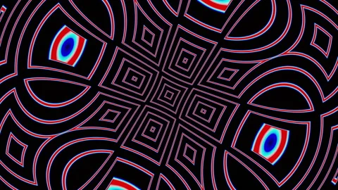 Abstract psychedelic animation of lines and shapes in color as a background Stock Footage 204788985