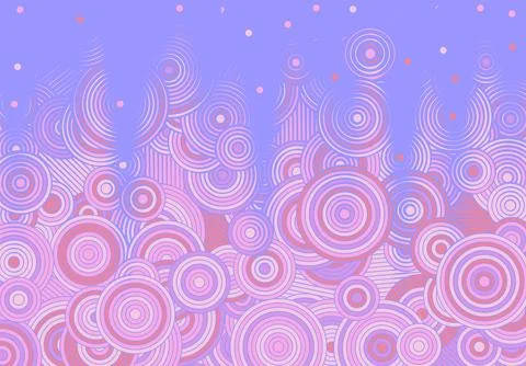 Abstract psychedelic background with circles and lines of various widths in Stock Illustration