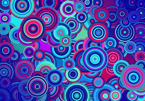 Abstract psychedelic background with circles and lines of various widths in 스톡 일러스트