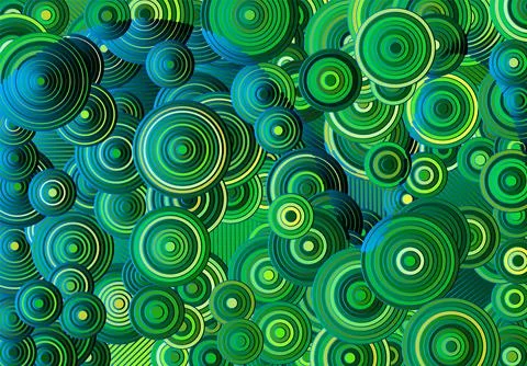 Abstract psychedelic background with circles and lines of various widths in 스톡 일러스트