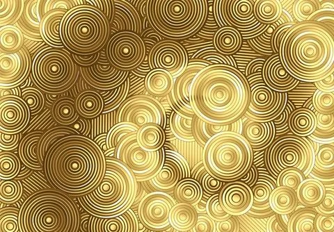 Abstract psychedelic background with circles and lines of various widths in Stock Illustration