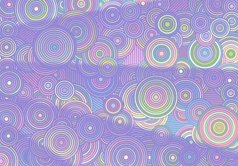 Abstract psychedelic background with circles and lines of various widths in イラスト素材