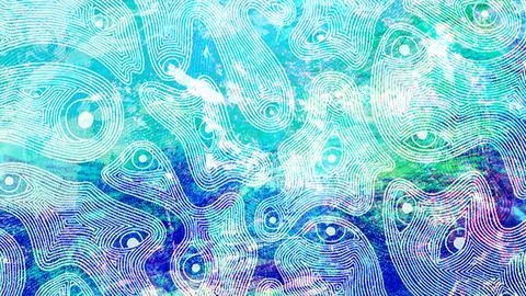 Abstract psychedelic background featuring intricate white contour lines Stock Illustration