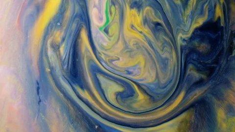 Abstract psychedelic background. Green ink is poured into multi-colored liquid Stock Footage 87473856