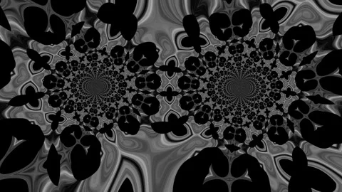 Abstract psychedelic black and white fractal kaleidoscope loop Stock Footage 321487837