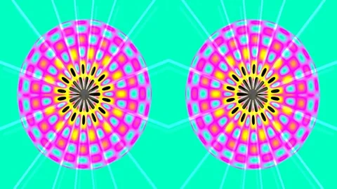 Abstract psychedelic circle pattern, neon vibrant visualizer background loo.. Stock Footage 336766345
