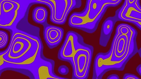 Abstract psychedelic circle pattern with purple and yellow shapes Stock Footage 320407915
