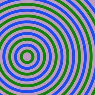 Abstract Psychedelic Concentric Circles Background with Green Blue and Pink.. Stock Illustration