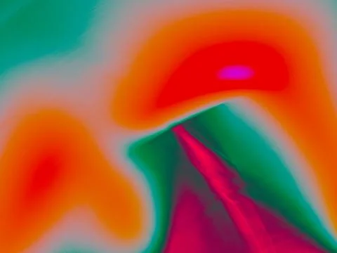 Abstract psychedelic false color shapes in red orange magenta and teal gree.. Stock-Illustration