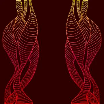 Abstract, psychedelic frame, decorative wave and line, yellow cr Stock Illustration