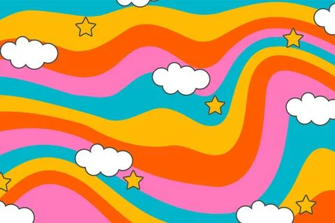 Abstract psychedelic groovy background. Vector illustration. Stock Illustration