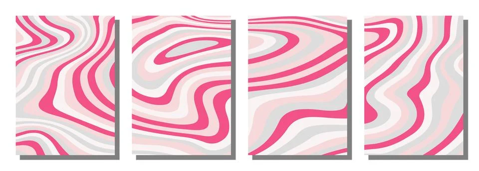 Abstract psychedelic groovy set background. Stock Illustration