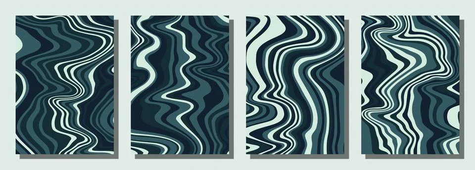 Abstract psychedelic groovy set background. 스톡 일러스트