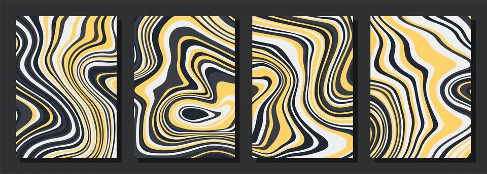 Abstract psychedelic groovy set background. Illustrazione stock