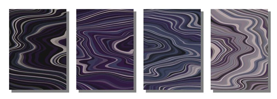 Abstract psychedelic groovy set background. Stock Illustration