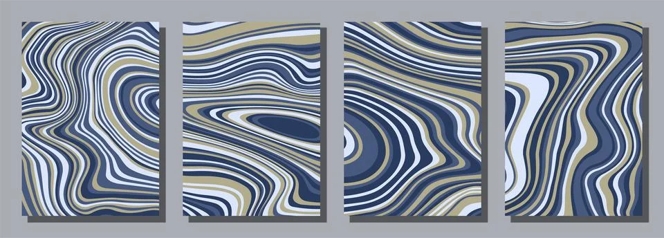 Abstract psychedelic groovy set background. Stock Illustration