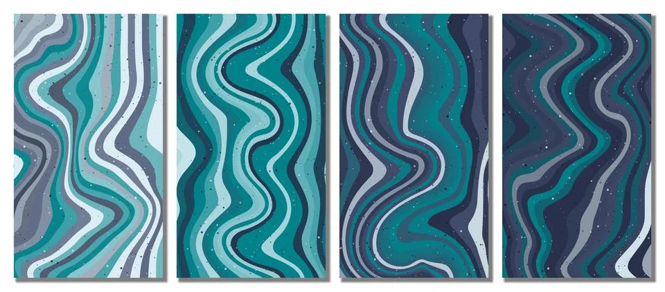 Abstract psychedelic groovy set background. Stock Illustration