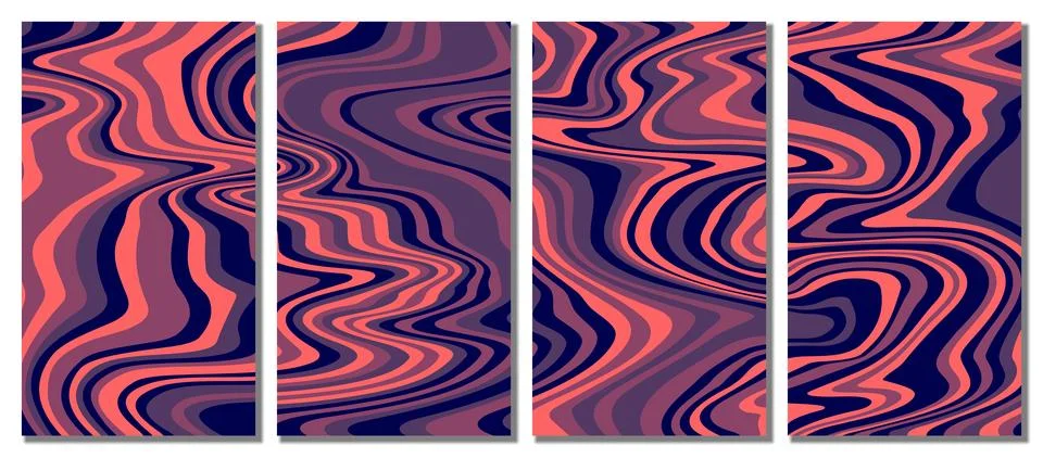 Abstract psychedelic groovy set background. Stock Illustration