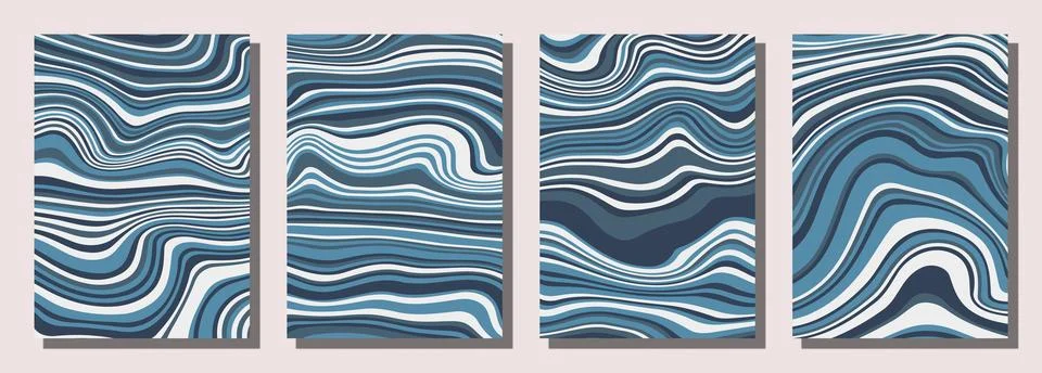 Abstract psychedelic groovy set background. Illustrazione stock