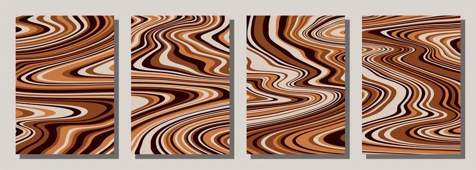 Abstract psychedelic groovy set background. Stock Illustration