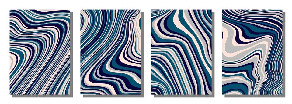 Abstract psychedelic groovy set background. Stock Illustration