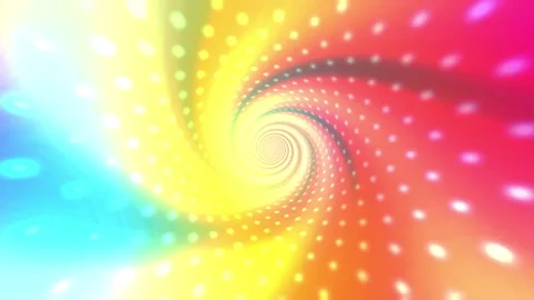 Abstract Psychedelic Holographic Vortex Tunnel with Glowing Dots and Multi-.. Stock Footage 345096524