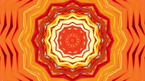 Abstract Psychedelic Kaleidoscope Orange Pattern Trippy Animated Background Video stock 223650205