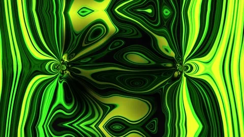 Abstract Psychedelic Kaleidoscopic Fluid Pattern in Neon Green and Lime Stock Footage 321488315