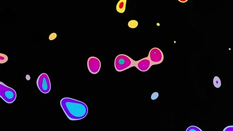 Abstract Psychedelic Liquid Blobs Floating on Black Background Stock Footage 345509152