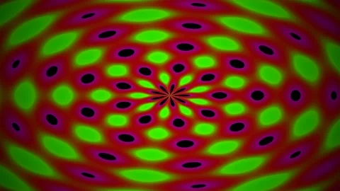 Abstract Psychedelic Mandala Flower Pattern, Purple Green Swirls, Hypnotic .. Stock Footage 332502791