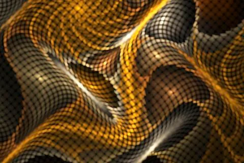 Abstract psychedelic multicolored waves on black background. Computer-generat Stock Illustration