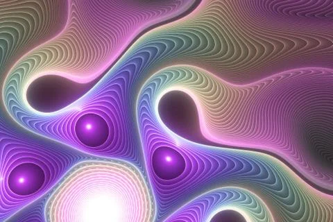 Abstract psychedelic multicolored waves. Computer-generated fractal in beige, Stock Illustration