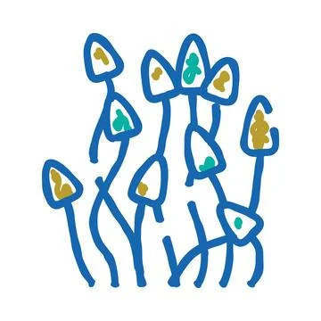 Abstract psychedelic mushroom group growing together 스톡 일러스트