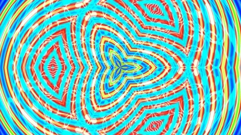 Abstract psychedelic pattern with glowing neon lines creating a vibrant geo.. Stock Footage 339785354