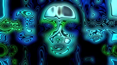 Abstract Psychedelic Pattern with Human Face Illusion Stock Footage 266228370
