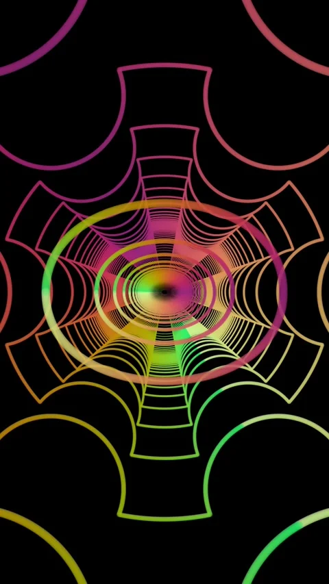 Abstract Psychedelic Rainbow Tunnel Design Video stock 317603895