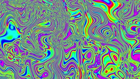 Abstract psychedelic swirl pattern with vibrant neon colors and intricate design Stock Footage 338301612