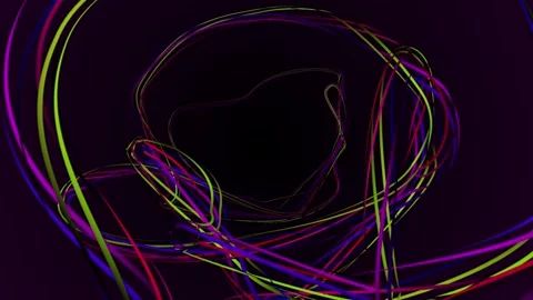 Abstract psychedelic tunnel made of rubber bands floating in zero gravity Stock Footage 251866183