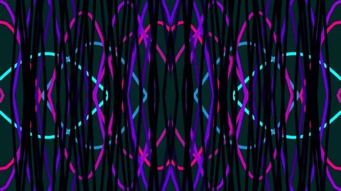 Abstract Psychedelic Visuals with Neon Lights and Geometric Patterns. Stock Footage 342190619