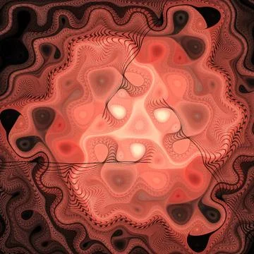 Abstract psychedelic waves on black background. Computer-generated fractal in Stock Illustration
