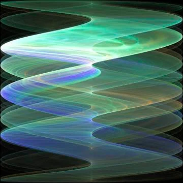 Abstract psychedelic waves on black background. Computer-generated fractal in Stock Illustration