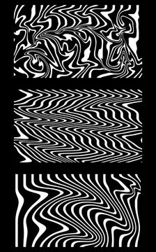 Abstract Psychedelic Wavy Line Pattern Vector Set Illustrazione stock