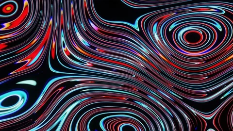 Abstract pulsating background of bright neon rings Stock Footage 185673244