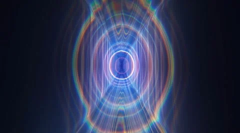 Abstract pulsating neon light rings in tunnel Stock Footage 331460339